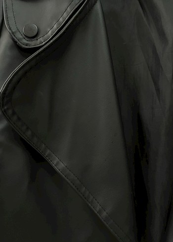 Kadın Siyah Kemerli Biker Deri Ceket - Görsel 3