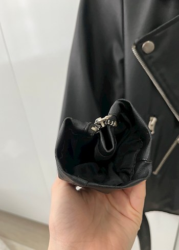 Kadın Siyah Deri Biker Ceket - Görsel 2