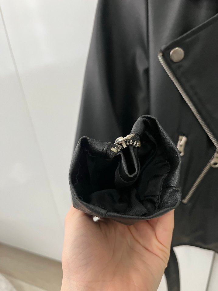 Kadın Siyah Deri Biker Ceket - Görsel 2