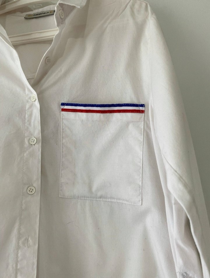 Pamuklu Beyaz Düğmeli Uzun Kollu Gömlek - Görsel 2