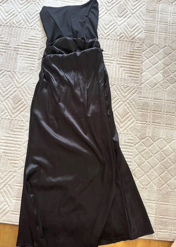 Siyah Drapeli Straplez Uzun Abiye Elbise - Görsel 4