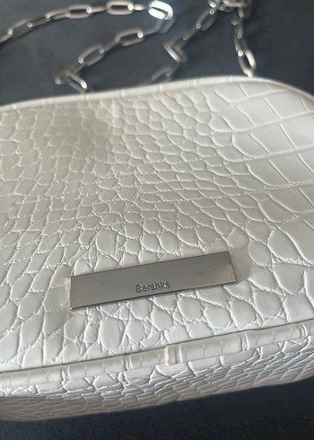 Beyaz Yılan Derisi Desenli Zincirli Kadın Çanta - Görsel 2