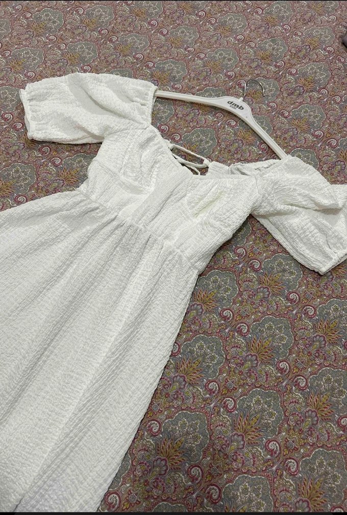 Beyaz Uzun Pamuklu Bohem Elbise - Görsel 2