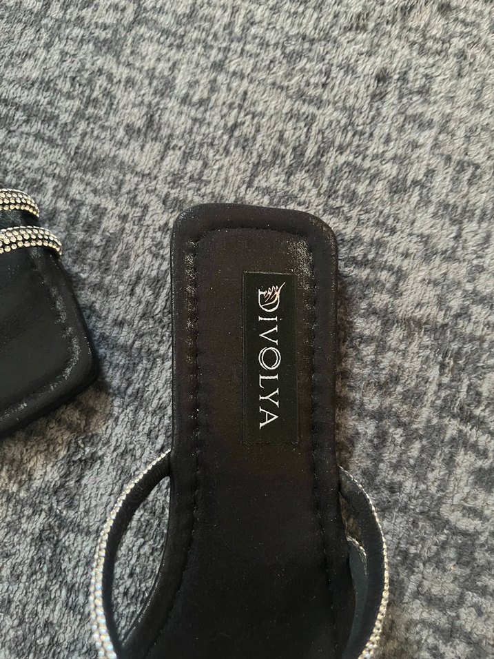 Divolya Siyah Yılan Desenli Blok Topuklu Terlik - Görsel 3