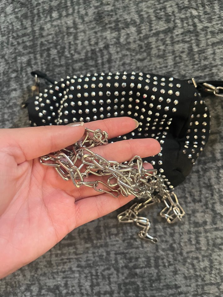 Gri Yılan Desenli Tokalı Kadın Çanta - Görsel 3