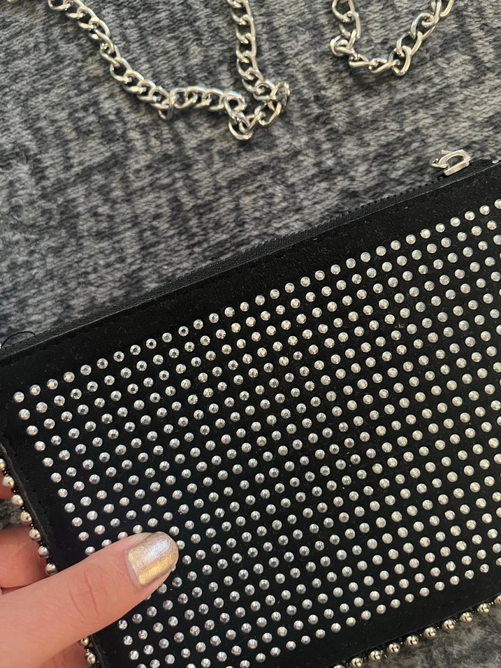 Gri Yılan Desenli Zincir Detaylı Kadın Çanta - Görsel 3