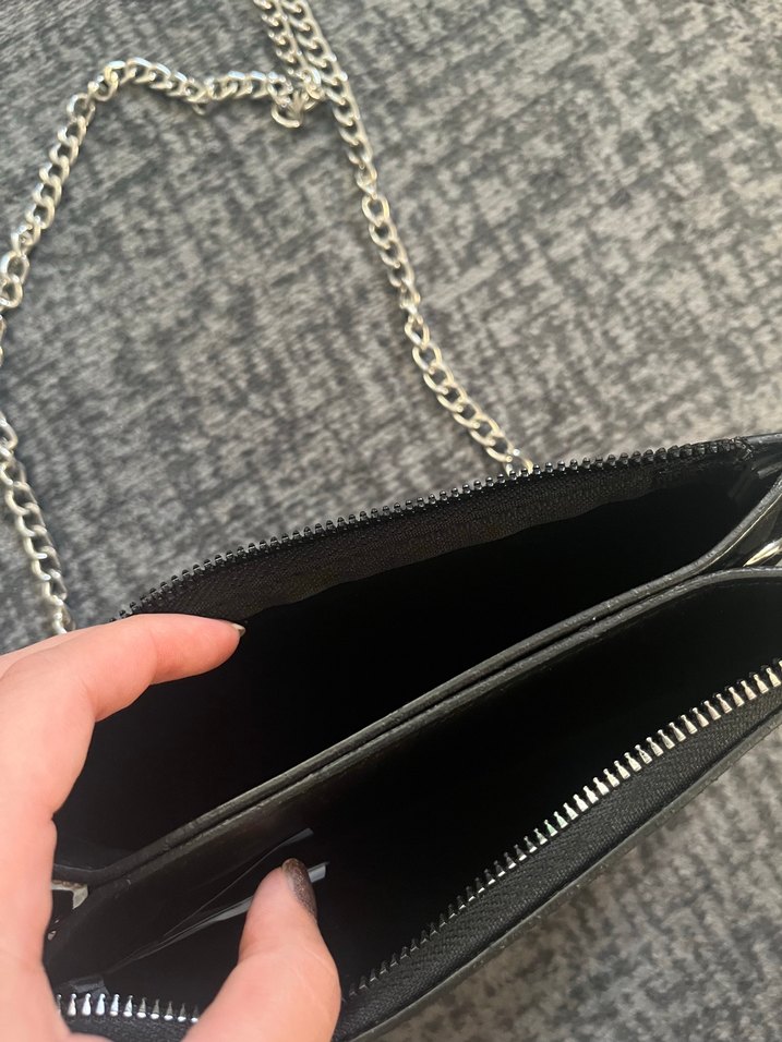 Gri Yılan Desenli Zincir Detaylı Kadın Çanta - Görsel 5