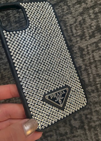 Gri Parlak Payetli Prada Telefon Kılıfı - Görsel 3