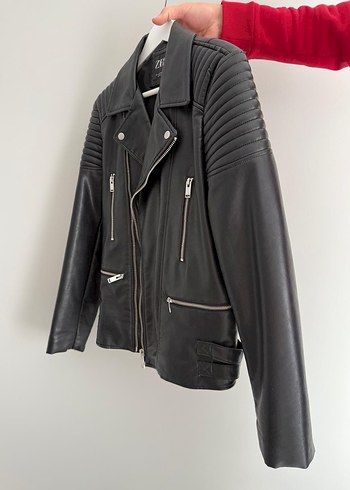 Zara Siyah Biker Deri Ceket - Görsel 2