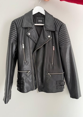 Zara Siyah Biker Deri Ceket - Görsel 6
