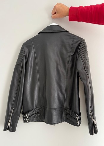 Zara Siyah Biker Deri Ceket - Görsel 7