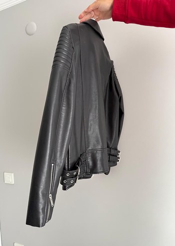 Zara Siyah Biker Deri Ceket - Görsel 9