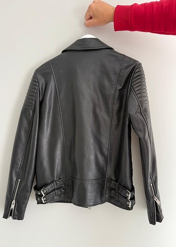 Zara Siyah Biker Deri Ceket - Görsel 5