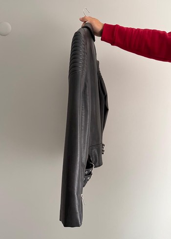 Zara Siyah Biker Deri Ceket - Görsel 4