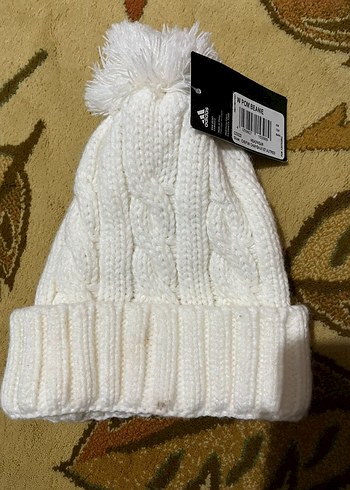 Beyaz Örgü Kadın Bere Adidas - Görsel 3