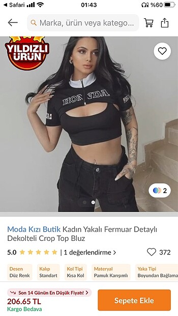 fermuarlı crop