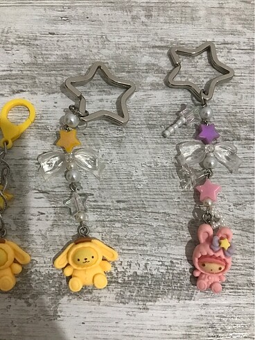 Beden çeşitli Renk 5'li charm çanta süsü anahtarlık y2k
