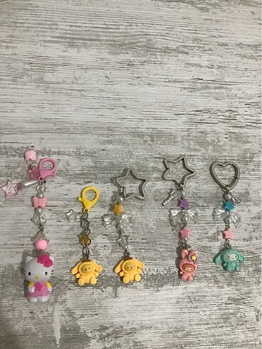 5'li charm çanta süsü anahtarlık y2k