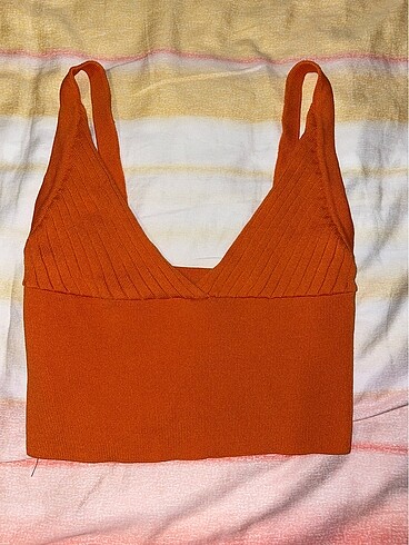 Dilvin Turuncu Triko Crop Top