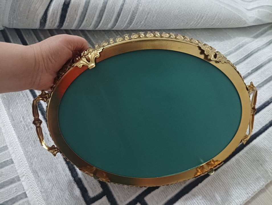 Bej Renkli Parlak Yuvarlak Ayna - Görsel 3