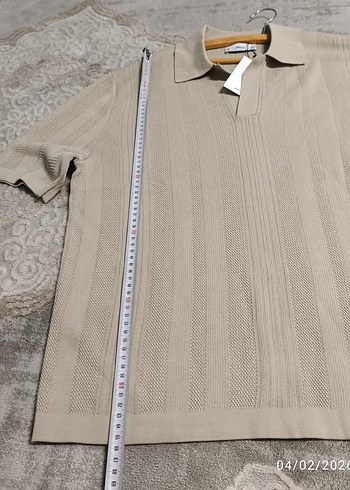 Bej Erkek Kısa Kollu Keten Polo Tişört - Görsel 3