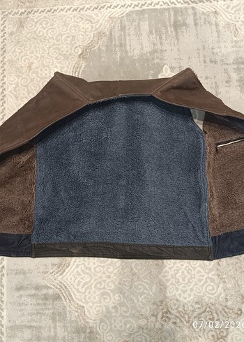 Erkek Kahverengi Deri Biker Yelek - Görsel 3