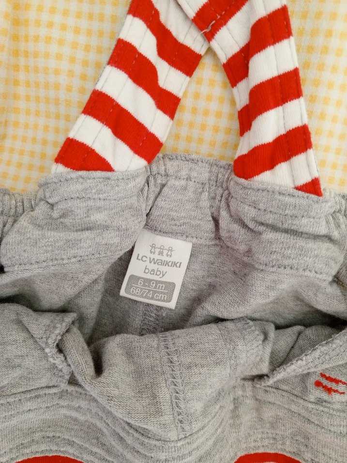 Gri Erkek Bebek Nakışlı Kısa Tulum - Görsel 3