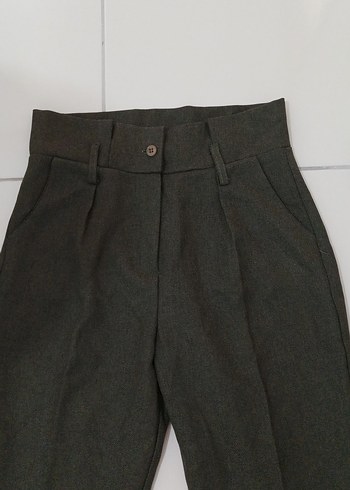 38 Beden Gri Pilili Kadın Kumaş Pantolon