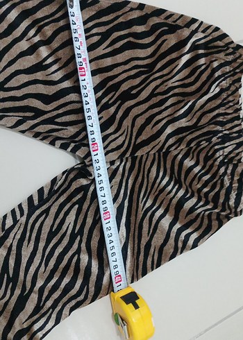 s Beden kahverengi Renk Kahverengi Zebra Desenli Pilili Kadın İspanyol Paça