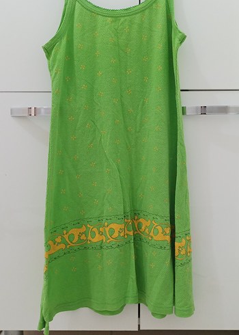 Nakışlı Yeşil Bohem askılı Elbise - Görsel 2