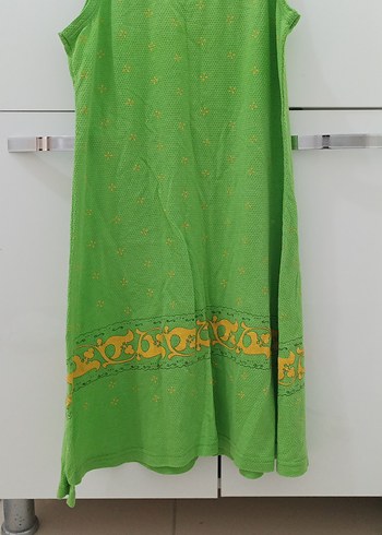 Nakışlı Yeşil Bohem askılı Elbise - Görsel 3