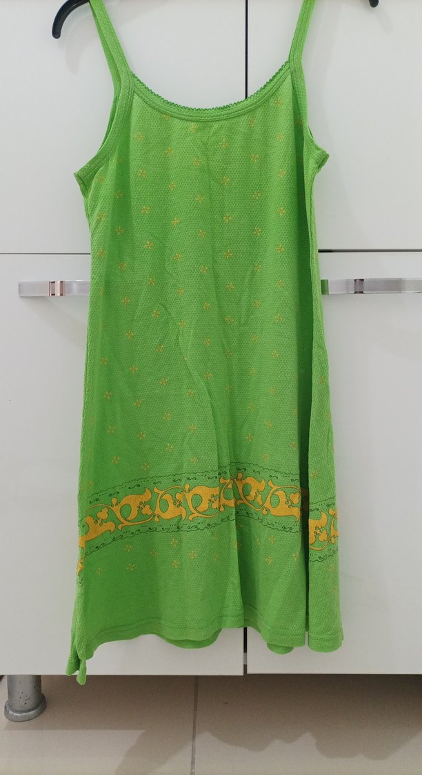 Nakışlı Yeşil Bohem askılı  Elbise - Görsel 2