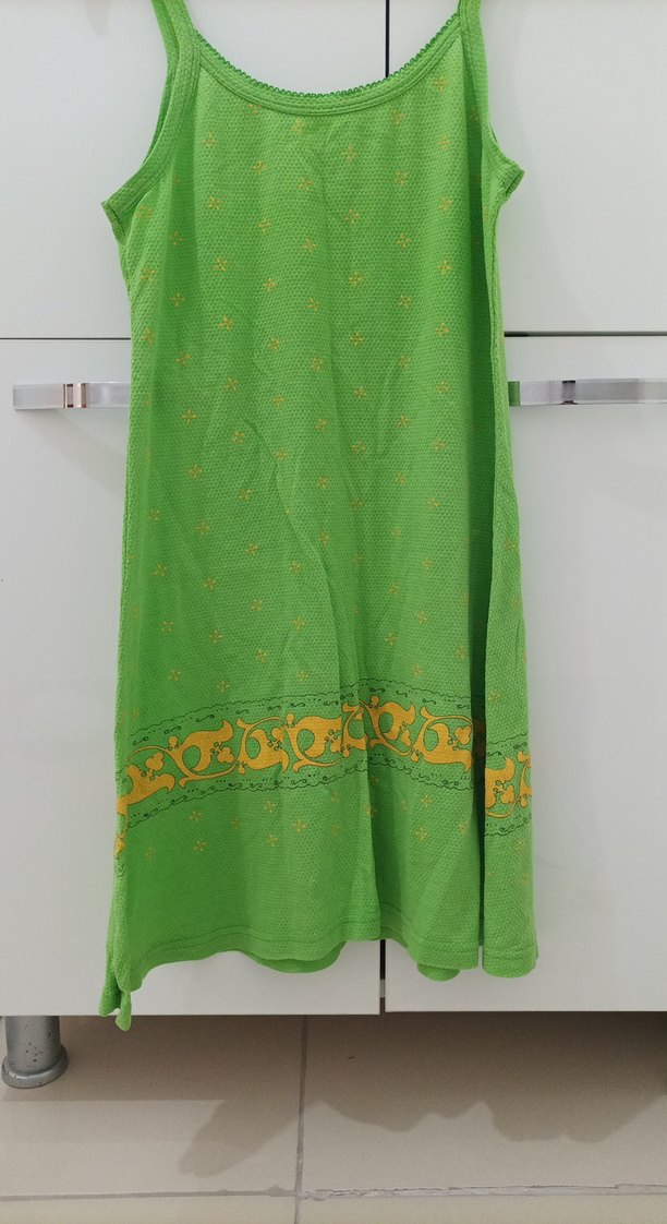 Nakışlı Yeşil Bohem askılı  Elbise - Görsel 3