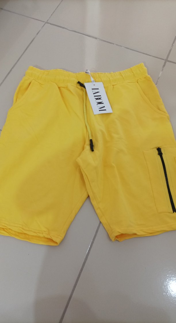 Sarı Fermuarlı Rahat Erkek Şort - Görsel 2