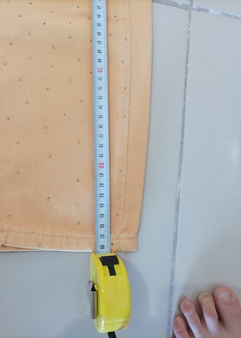 Bej Düğmeli taşlı kadın Pantolonu - Görsel 6