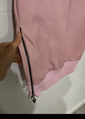 Uzun Kollu Pembe Yüksek Yakalı tunik elbise - Görsel 5