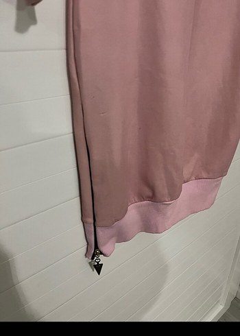 Uzun Kollu Pembe Yüksek Yakalı tunik elbise - Görsel 2