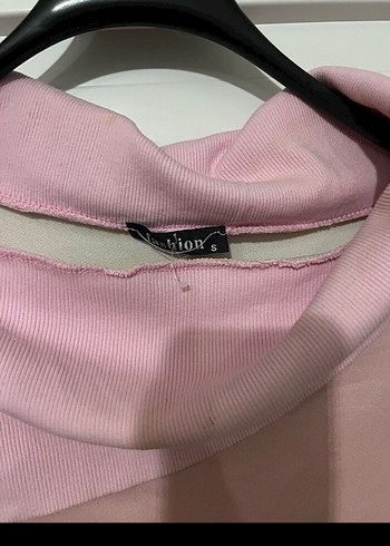 Uzun Kollu Pembe Yüksek Yakalı tunik elbise - Görsel 4