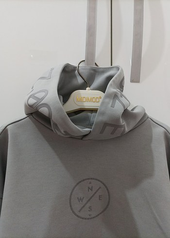 Gri Kapüşonlu erkek çocuk  Sweatshirt - Görsel 5