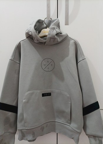 Gri Kapüşonlu erkek çocuk  Sweatshirt - Görsel 2