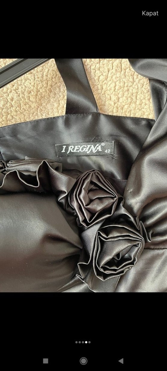 Siyah Drapeli Uzun V Yaka Gotik Abiye Elbise - Görsel 4