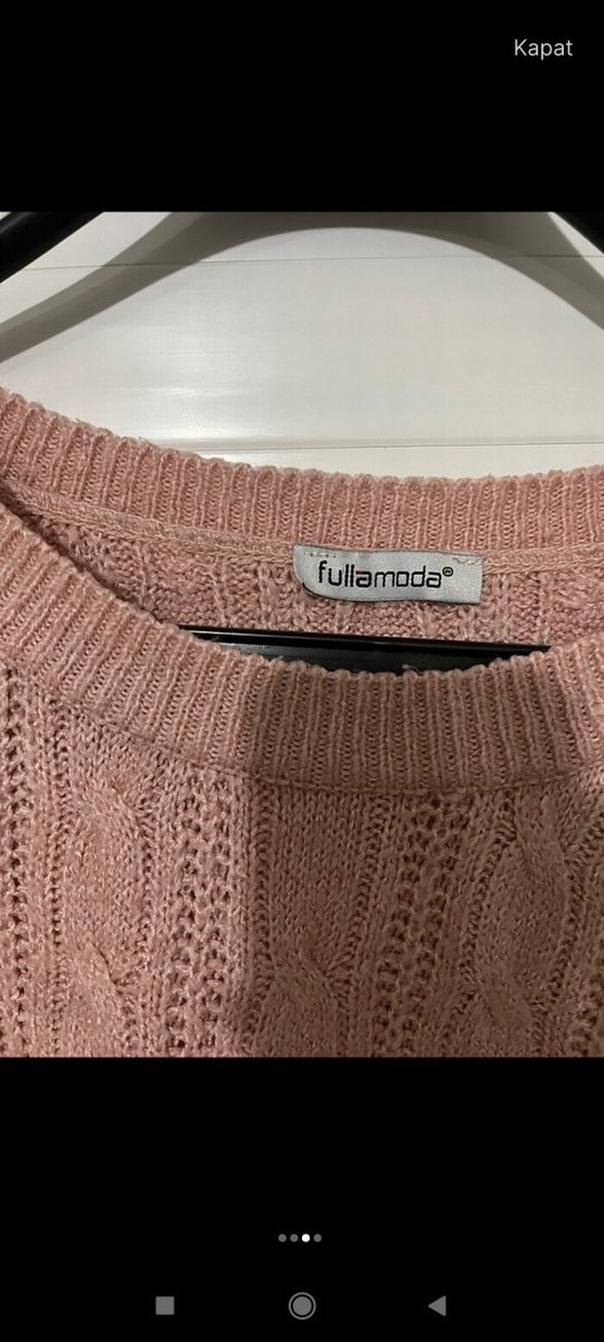 Bej Örgü Kadın Kazak, Salaş Kesim, Uzun Kollu - Görsel 2