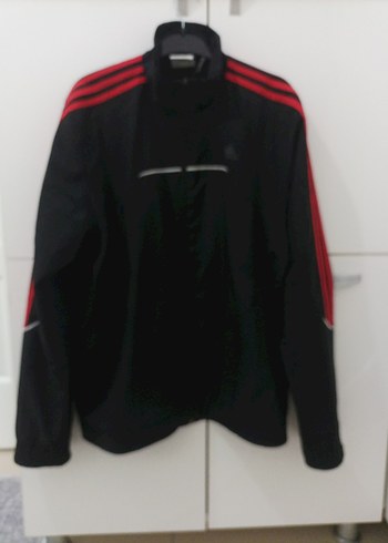 Siyah Kırmızı Şeritli Fermuarlı Spor Ceket - Görsel 5