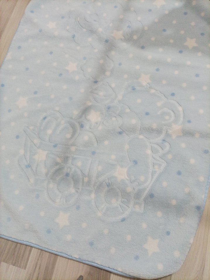 Pastel Mavi Desenli Çocuk Battaniyesi - Görsel 2