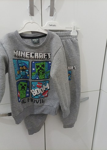 Minecraft Baskılı Gri Erkek Çocuk Eşofman Takımı - Görsel 4