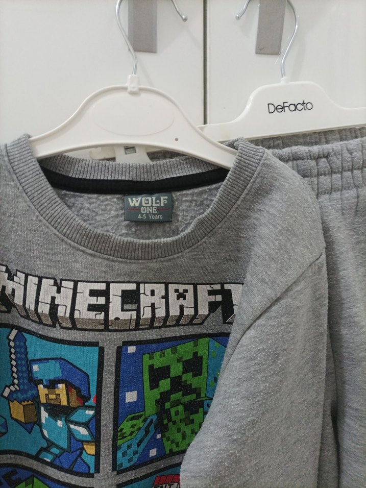 Minecraft Baskılı Gri Erkek Çocuk Eşofman Takımı - Görsel 2