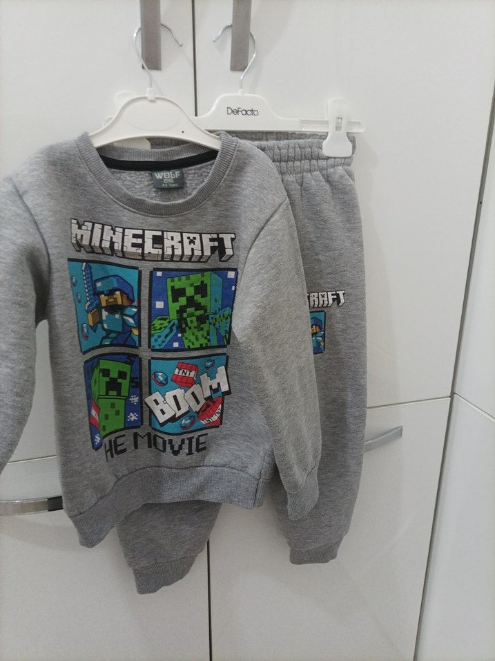 Minecraft Baskılı Gri Erkek Çocuk Eşofman Takımı - Görsel 4