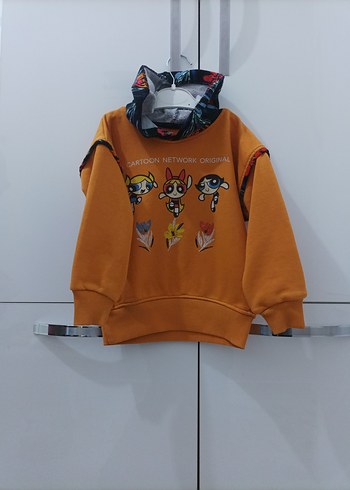 Kız Çocuk Sarı Kapüşonlu Sweatshirt - Görsel 2