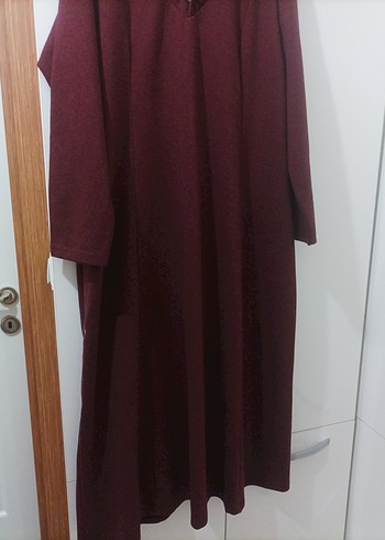 xl Beden Bordo Uzun Kollu Salaş Kadın Elbise