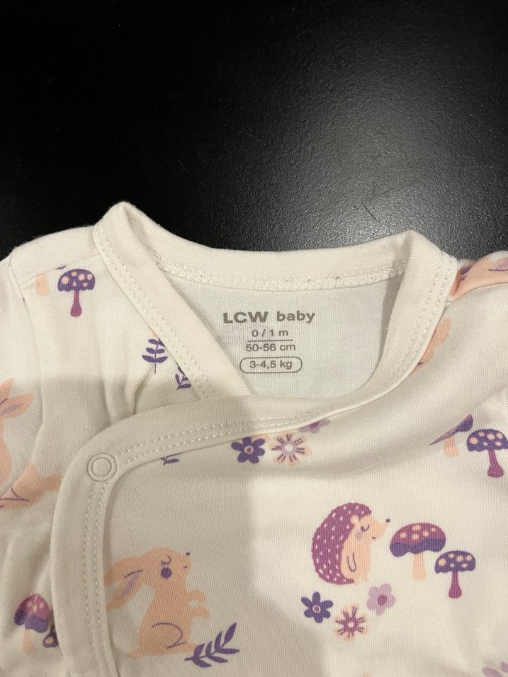 Beyaz, Baskılı, Uzun Kollu Bebek Body - Görsel 2